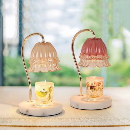Creative Gold Glass Flower Shape Mini Candle Warmer Lamp