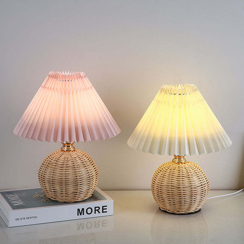 Modern Simple Bamboo Weaving  Bedroom Table Lamps
