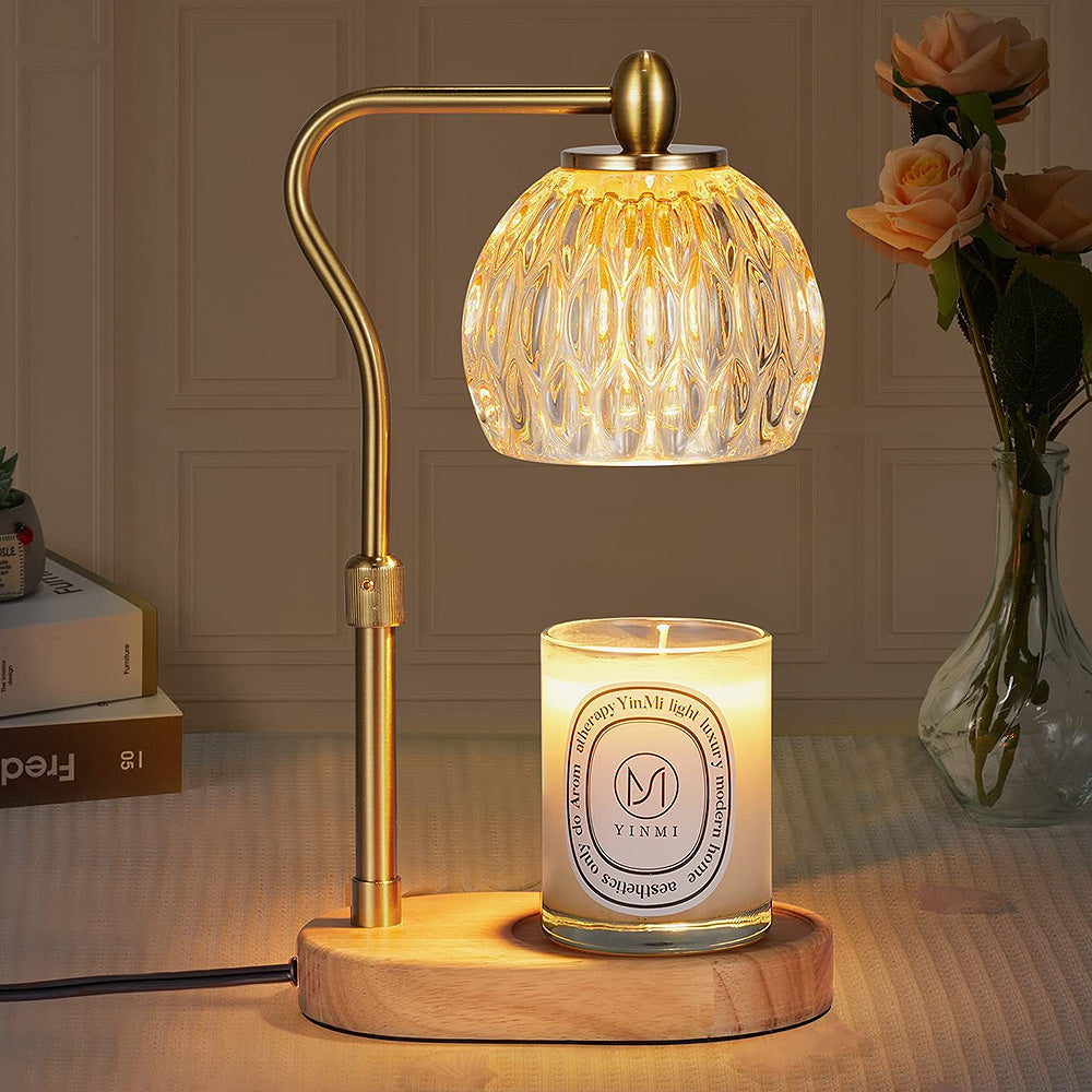 Homdiy Contemporary Simple Glass Candle Warmer Light Gold Bedroom Candle Lamp Homdiy UK