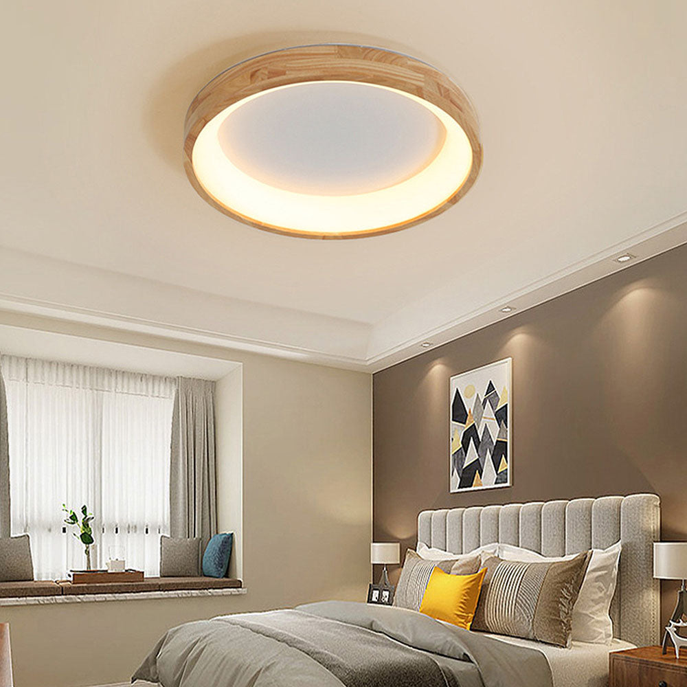 Homdiy Ceiling Lamp Minimalist Disc Wood LED Ceiling Light For Bedroom Homdiy UK