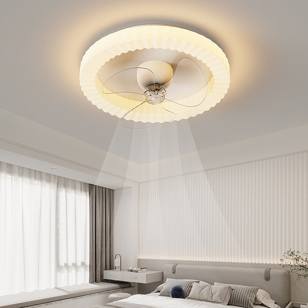 White Round Design Ceiling Fan With LED Lighting