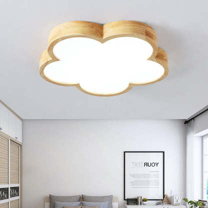 Simple Flowers Wabi-Sabi Wood LED Ceiling Light For Bedroom
