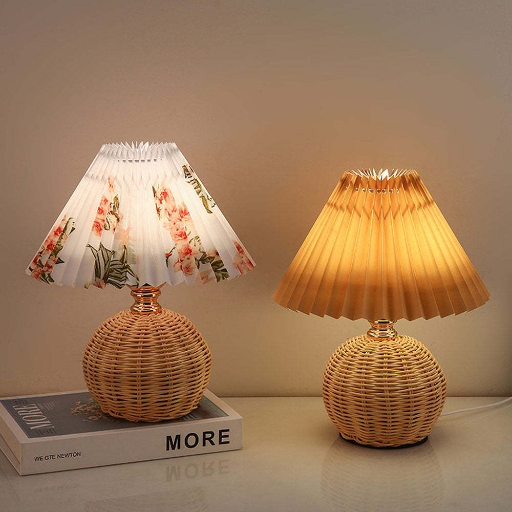 Modern Simple Bamboo Weaving  Bedroom Table Lamps