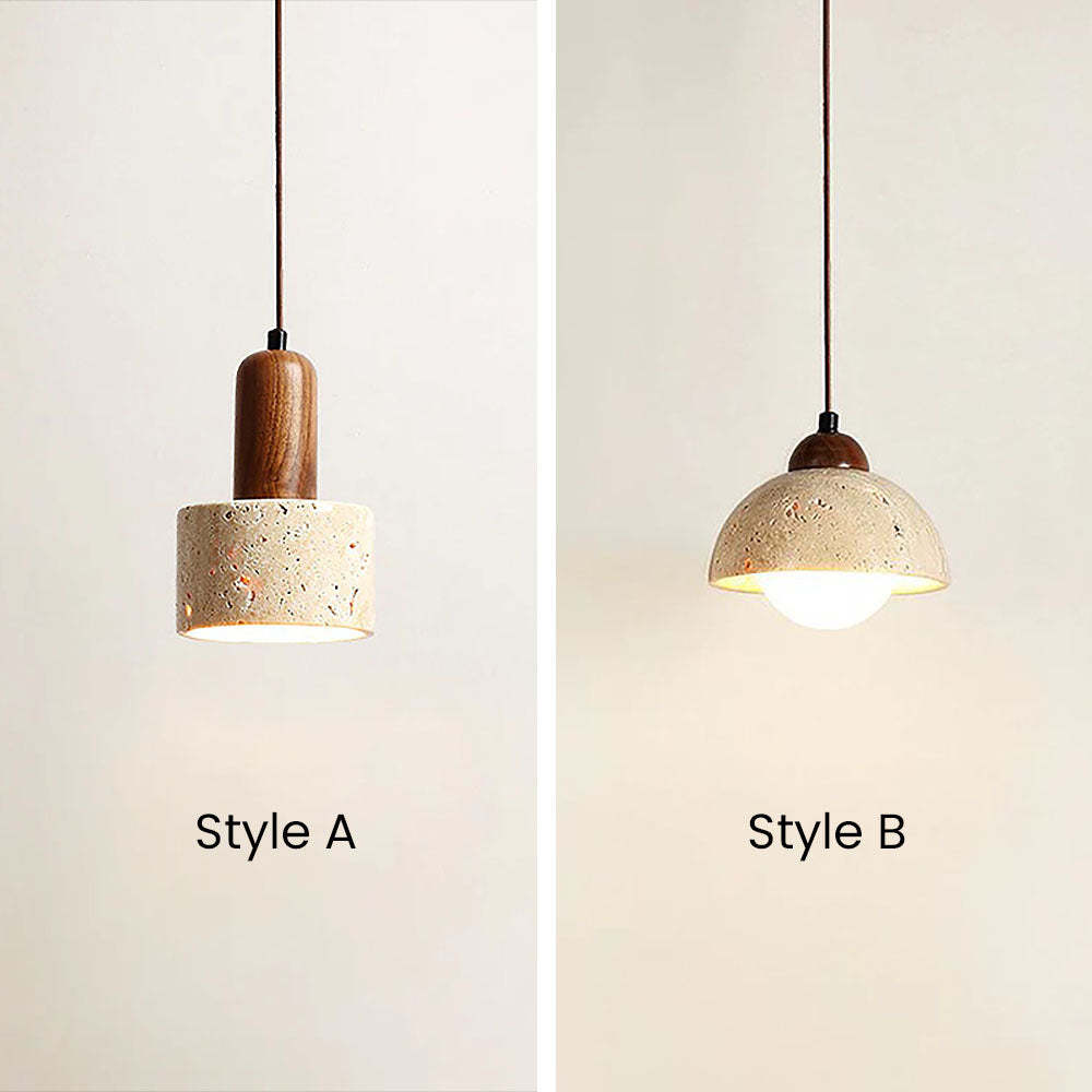 Retro Rustic Natural Stone Pendant Light For Dining Room