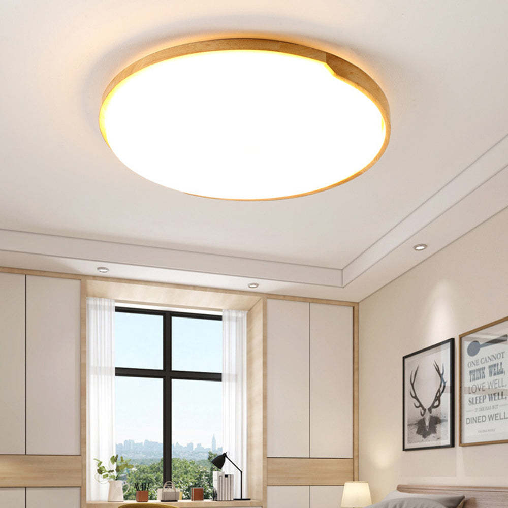 Classic Retro Wood And Acrylic LED Ceiling Light For Living Room