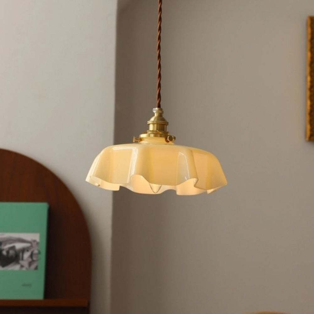 Modern Romantic Glass Ribbon Edge Pendant Light