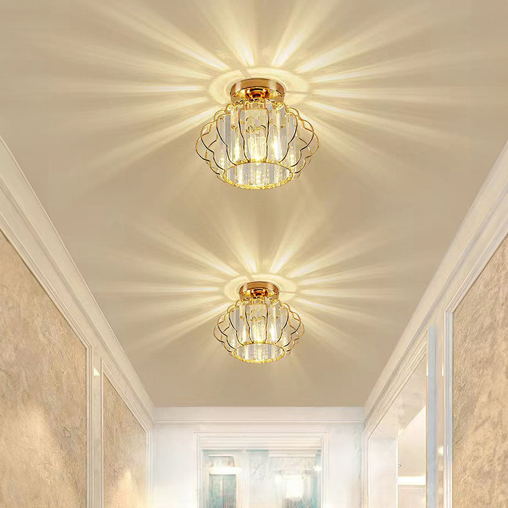 Modern Luxurious Gold Crystal Hallway Ceiling Light