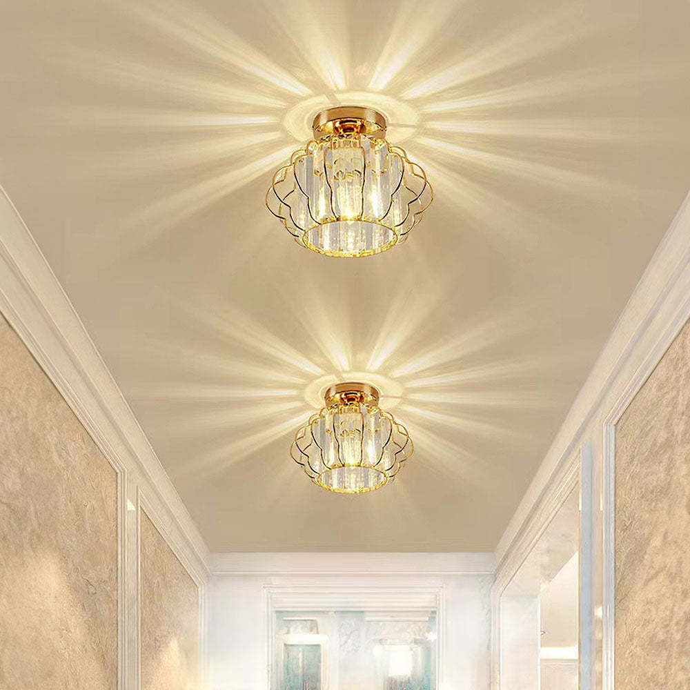 Homdiy Ceiling Lamp Modern Luxurious Gold Crystal Hallway Ceiling Light