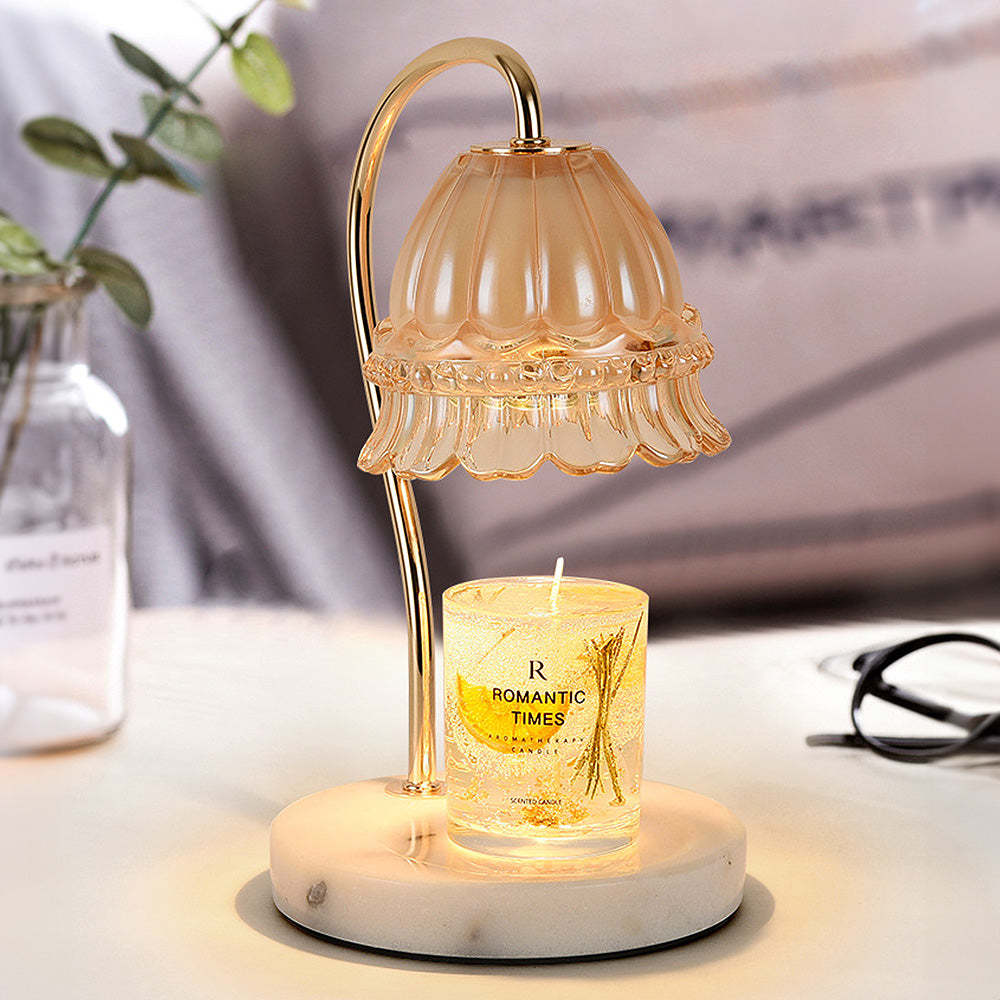 Creative Gold Glass Flower Shape Mini Candle Warmer Lamp