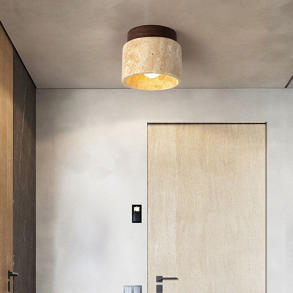 Stone Simplicity Cylindrical Hallway Ceiling Light