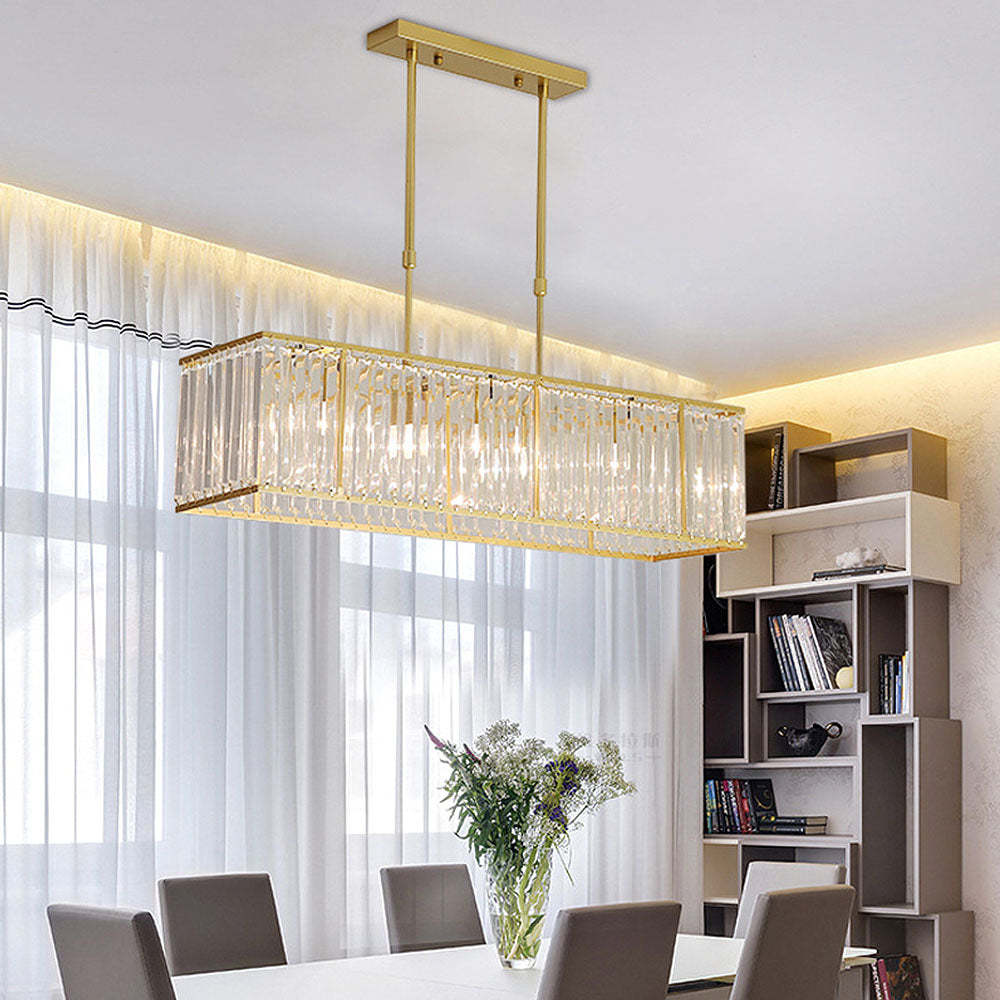Nordic Square Crystal Island Lamps For Kitchen