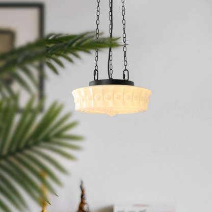 White Vintage Round Pendant Light -Homdiy
