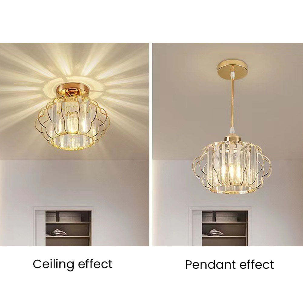 Modern Luxurious Gold Crystal Hallway Ceiling Light