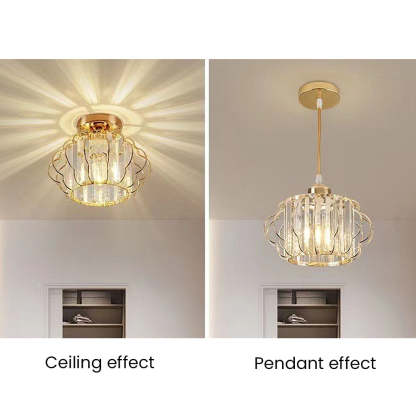 Modern Luxurious Gold Crystal Hallway Ceiling Light