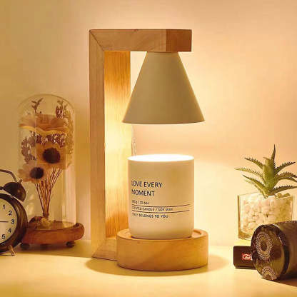 Homdiy Candle Warmer Lamp Simple Wood Bedroom Warming Candle Lamp