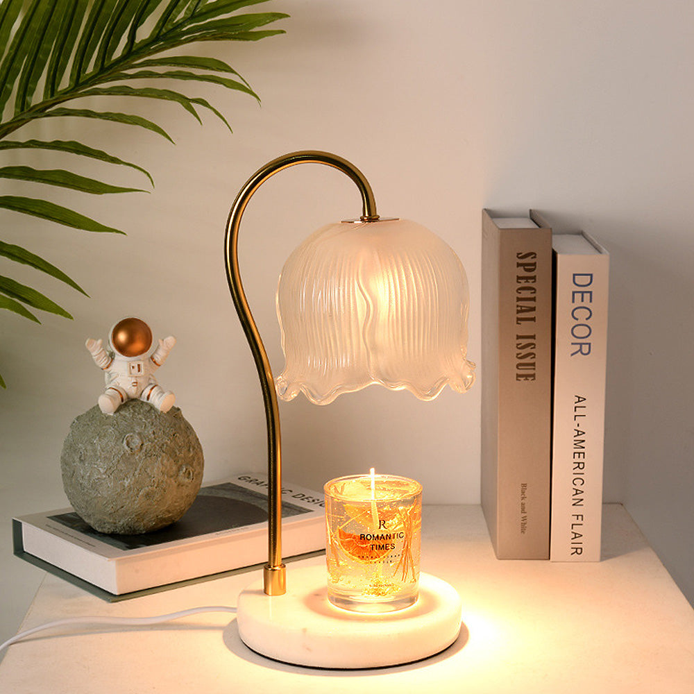 Modern White Flower Shape Glass Mini Candle Warmer Lamp