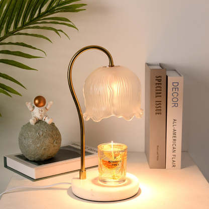Homdiy Candle Warmer Lamp Modern Flower Shape Glass Mini Warming Candle Lamp