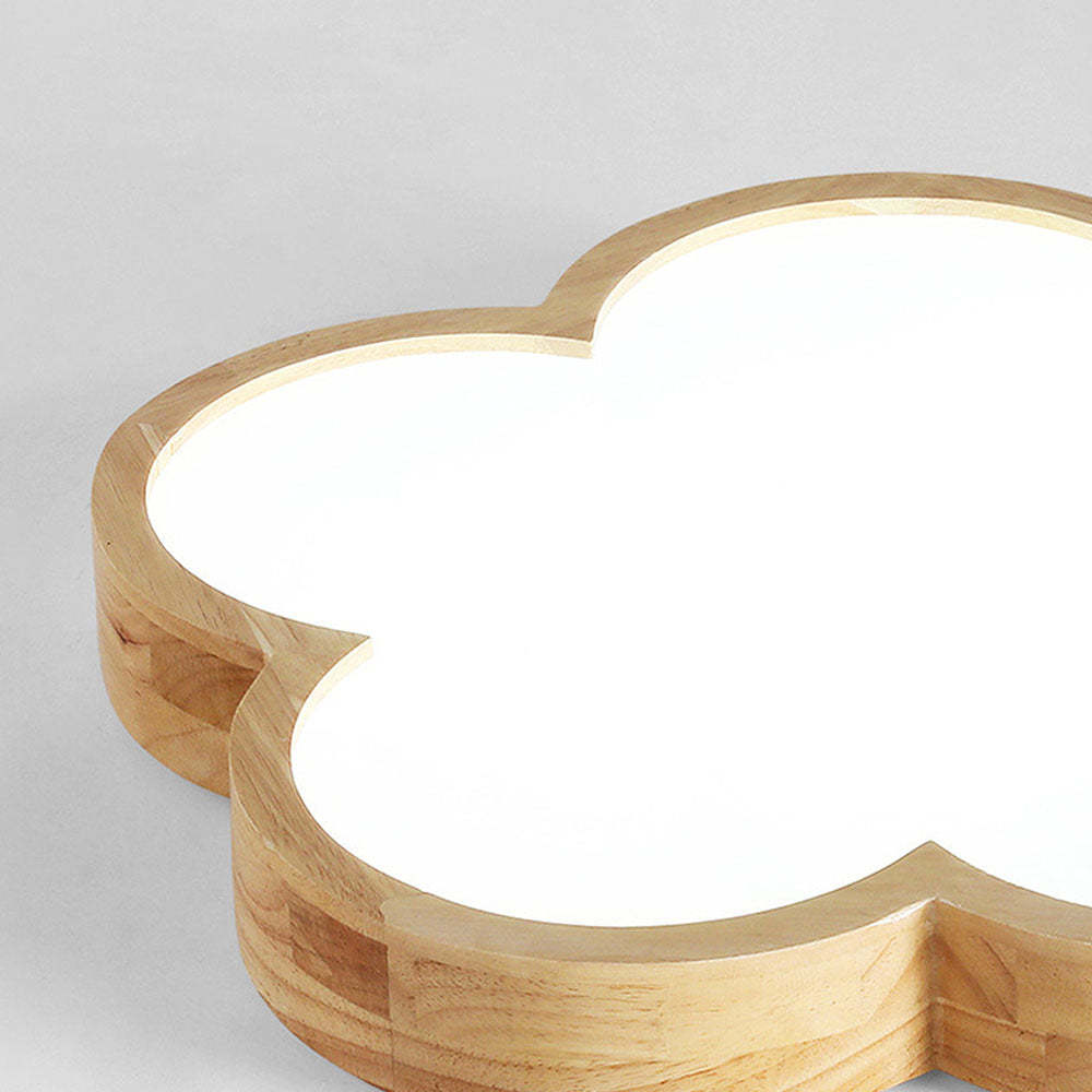 Simple Flowers Wabi-Sabi Wood LED Ceiling Light For Bedroom
