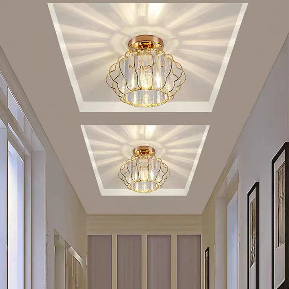 Modern Luxurious Gold Crystal Hallway Ceiling Light