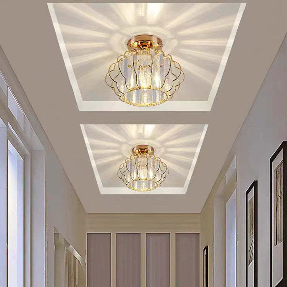 Modern Luxurious Gold Crystal Hallway Ceiling Light
