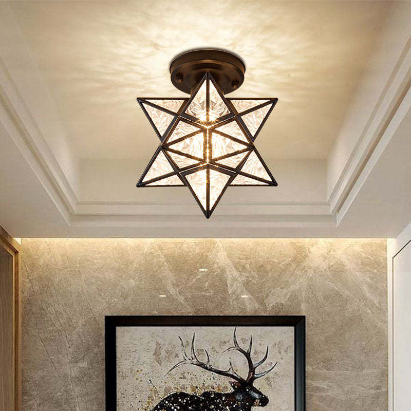 Antique Star Metal Shade Semi Flush Mount Ceiling Light -Homdiy