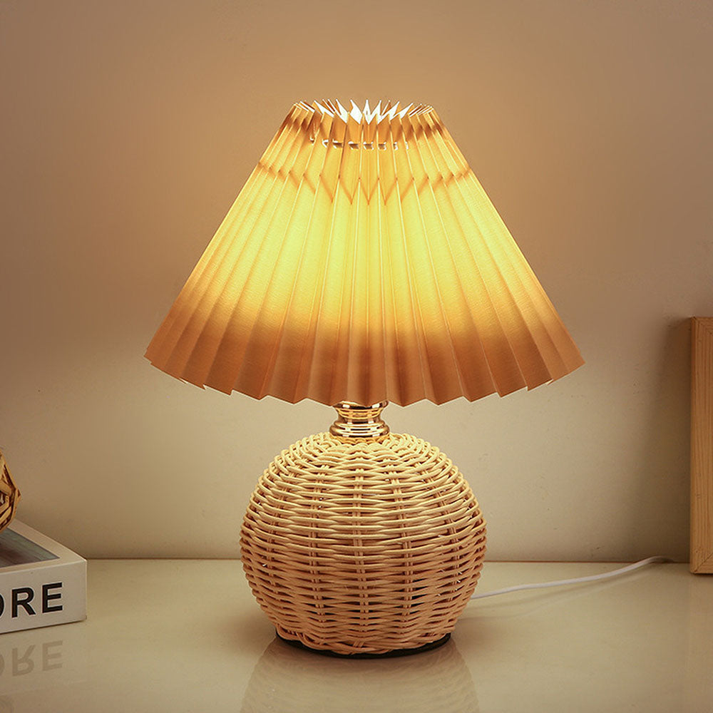 Modern Simple Bamboo Weaving Bedroom Table Lamps