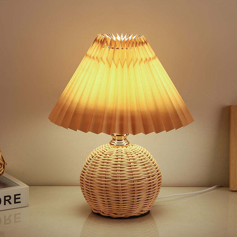 Modern Simple Bamboo Weaving  Bedroom Table Lamps