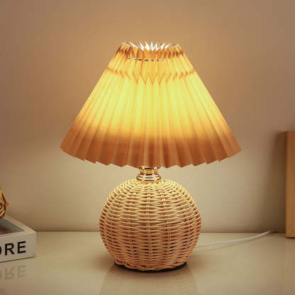 Modern Simple Bamboo Weaving  Bedroom Table Lamps