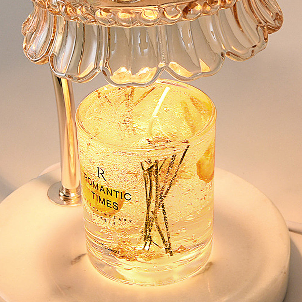 Creative Gold Glass Flower Shape Mini Candle Warmer Lamp