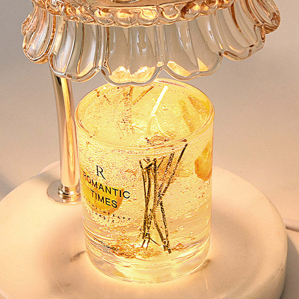 Creative Gold Glass Flower Shape Mini Candle Warmer Lamp