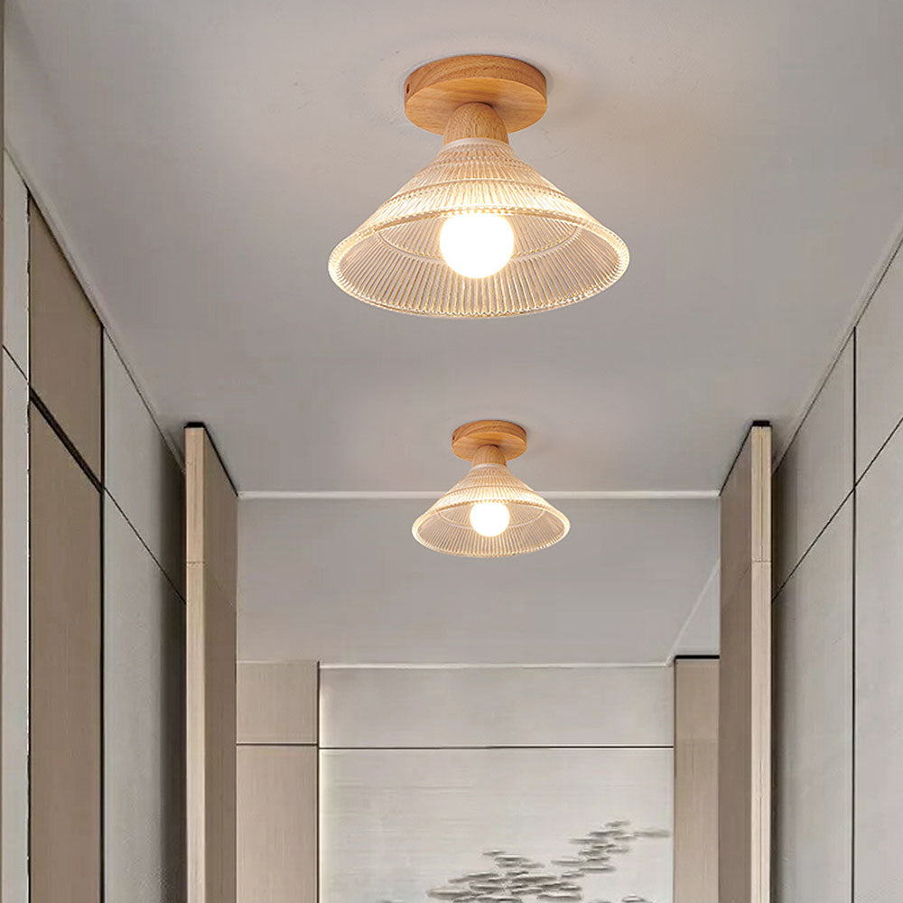 Vintage Wood Glass Ceiling Lights For Hallway