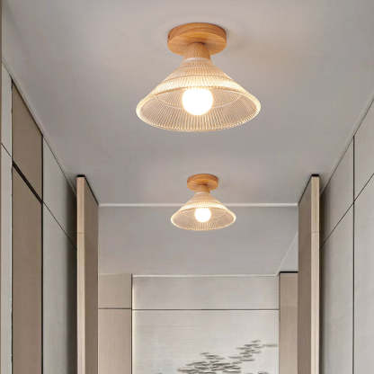 Vintage Wood Glass Ceiling Lights For Hallway