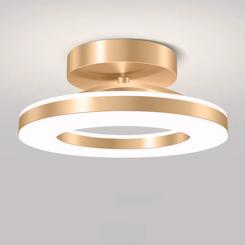 Homdiy Ceiling Lamp Modern Gold Iron Semi-Flush Hallway LED Ceiling Light