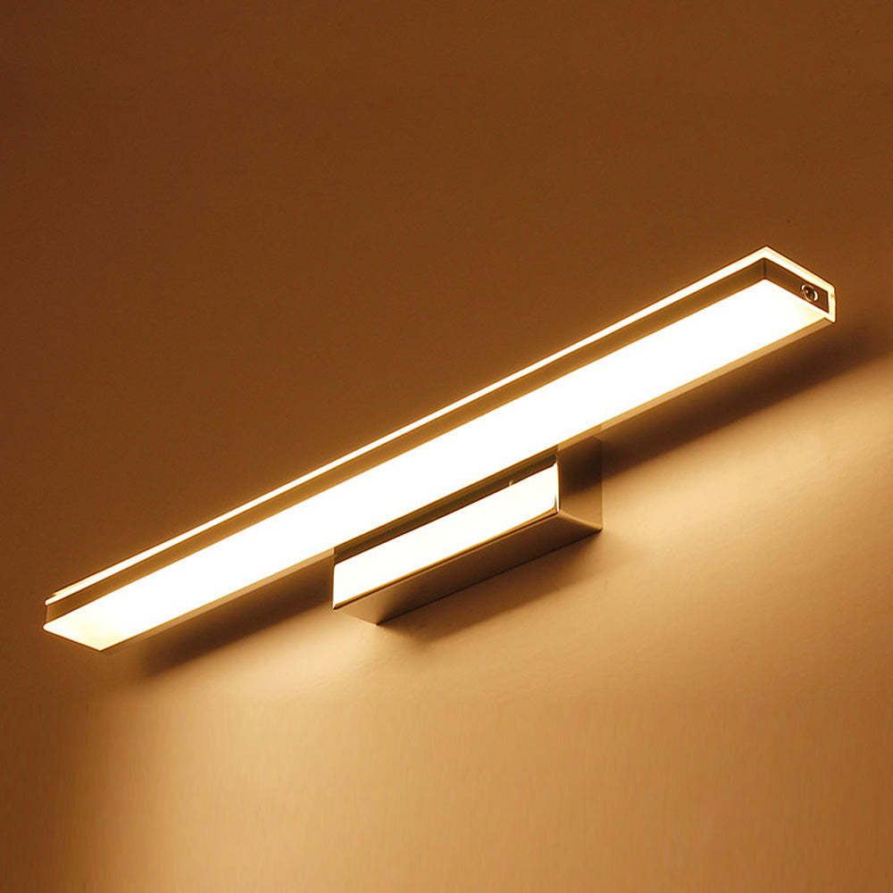 Contemporary Silver Simple Metal Mirror Bathroom Wall Light