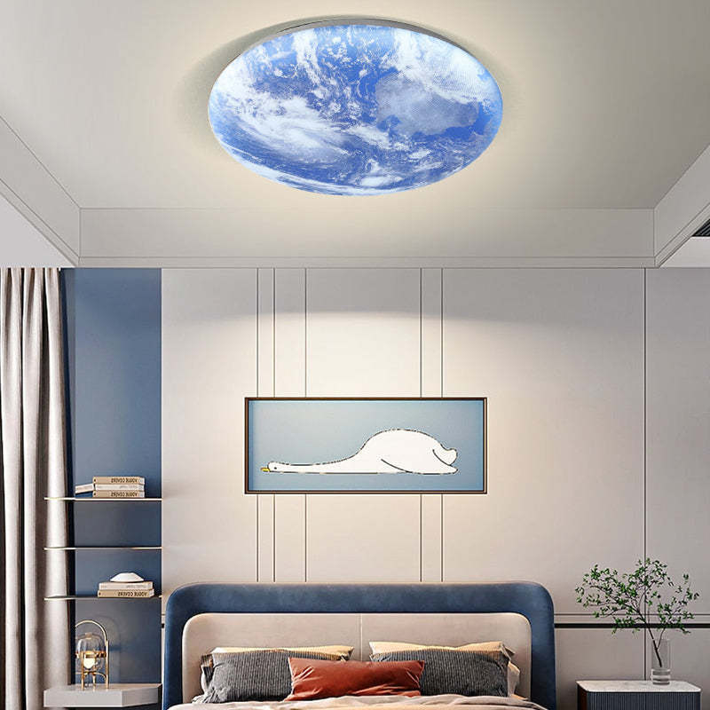 Simple Minimalist Moon Round LED Ceiling Light For Bedroom