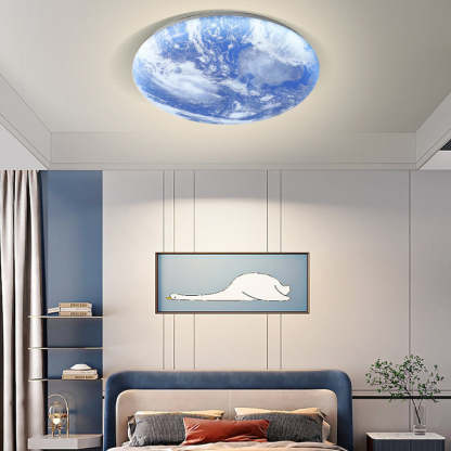 Simple Minimalist Moon Round LED Ceiling Light For Bedroom