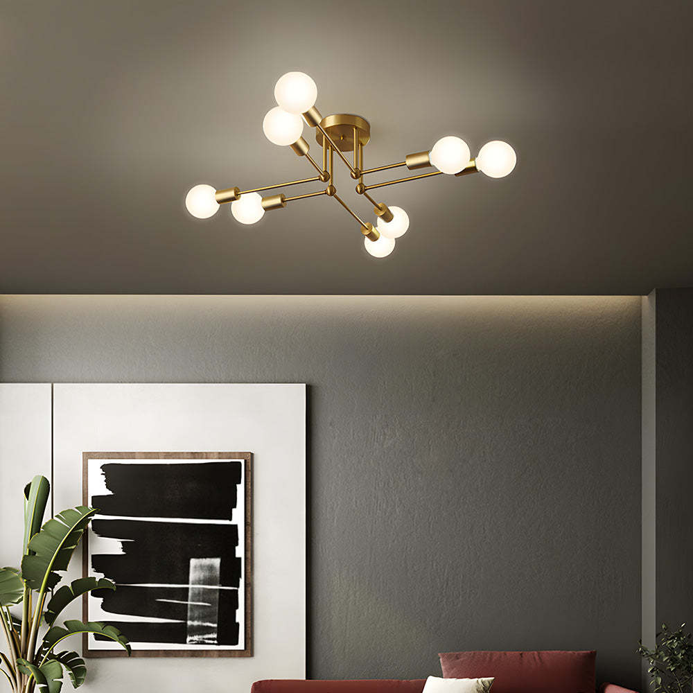 Stylish Muti-Lights Contemporary Gold Iron Living Room Ceiling Lights