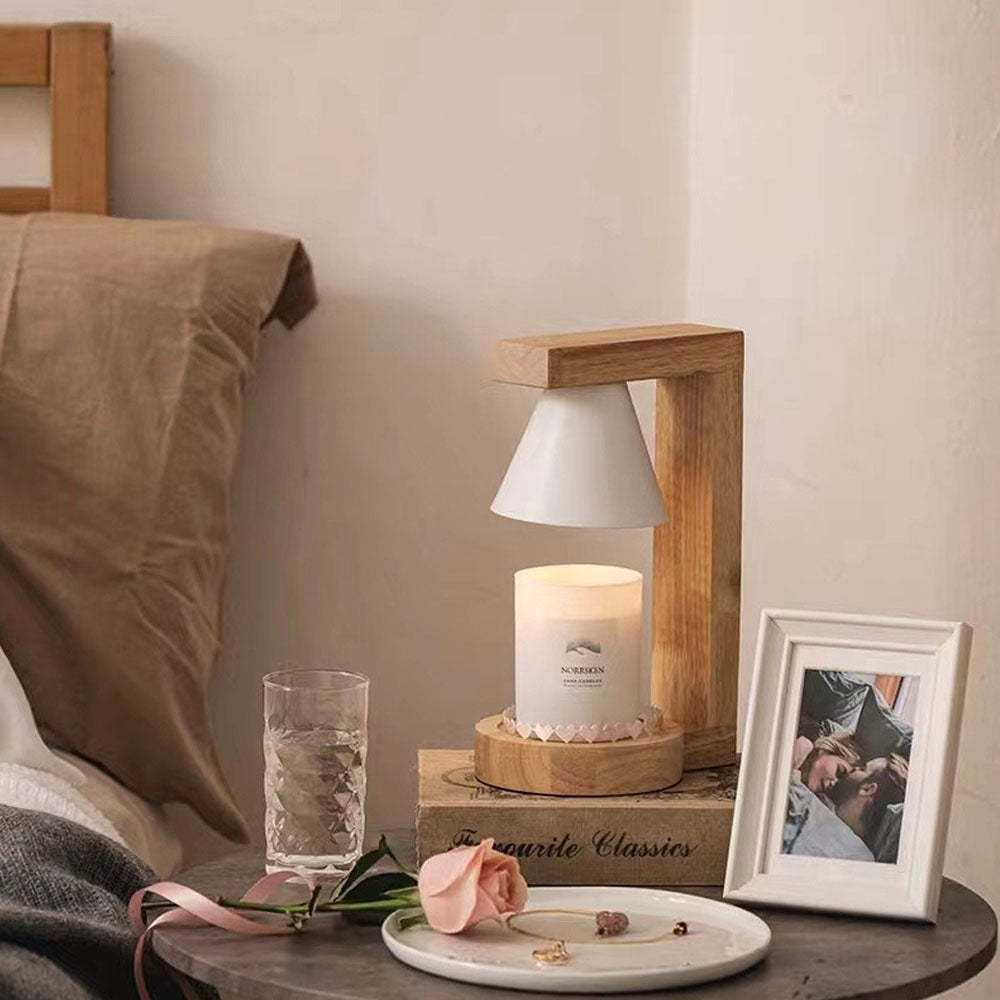 Simple Wood Bedroom Candle Warmer Lamp