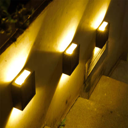 Modern Black Solar IP55 Up Down Outdoor Wall Lights