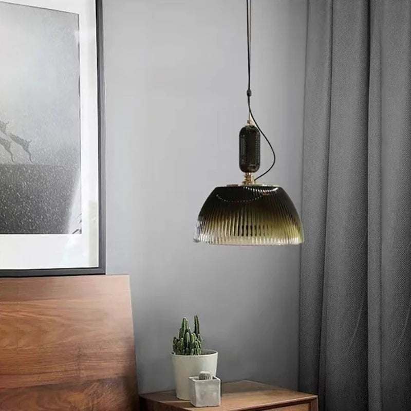 Mid century Retro Green Brown Glass Pendant Light -Homdiy