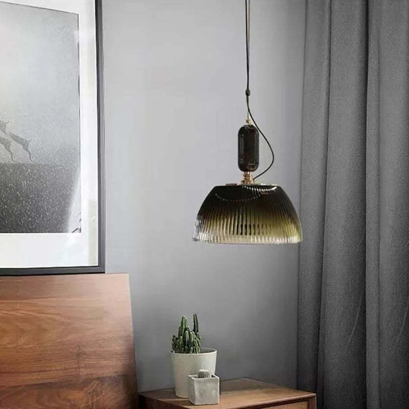 Mid century Retro Green Brown Glass Pendant Light -Homdiy