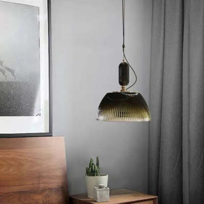 Mid century Retro Green Brown Glass Pendant Light -Homdiy