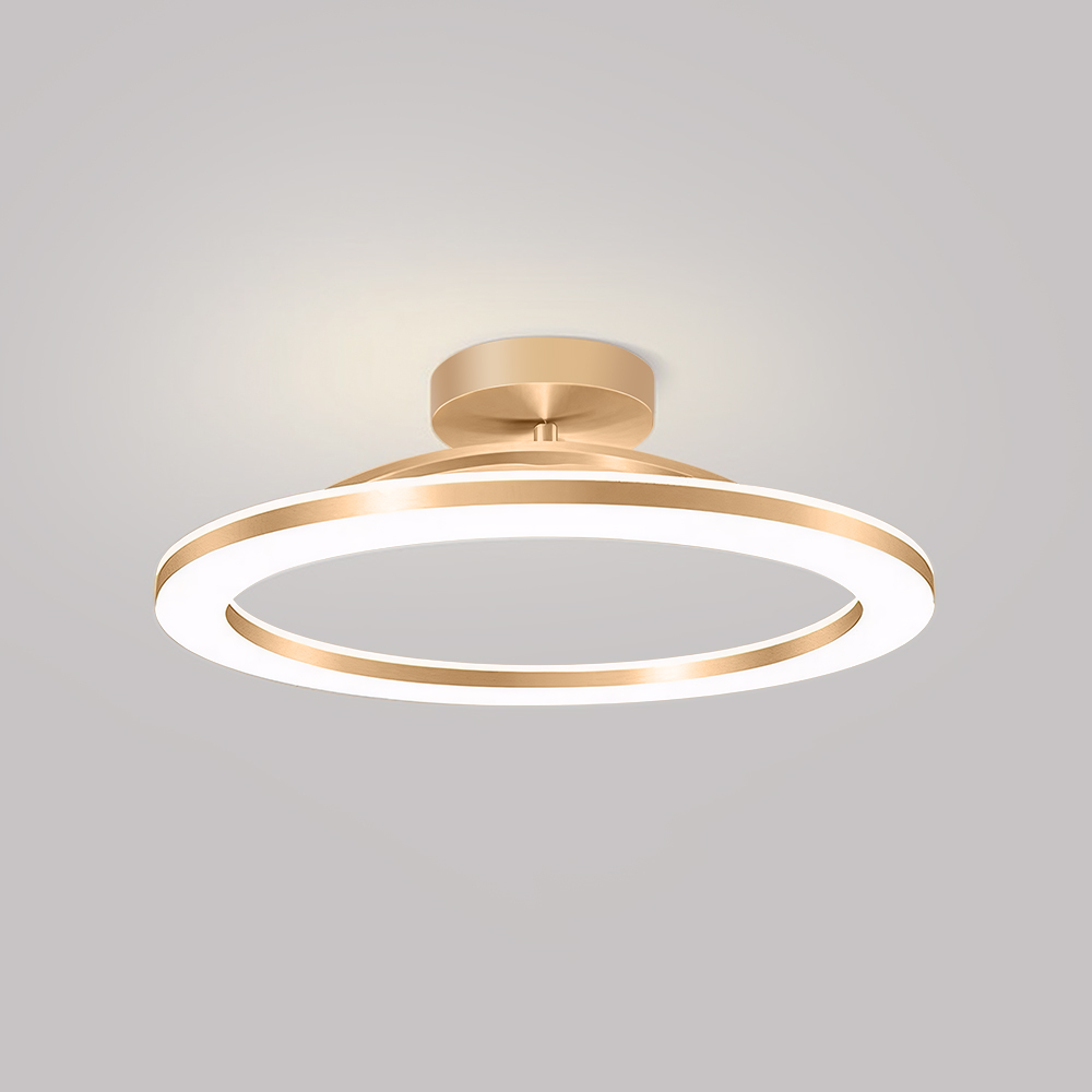 Gold Iron Hallway LED Semi-Flush Ceiling Light