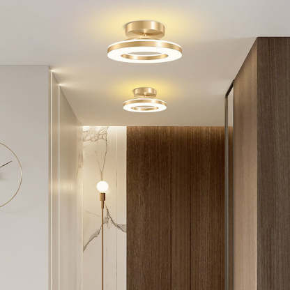 Gold Iron Hallway LED Semi-Flush Ceiling Light