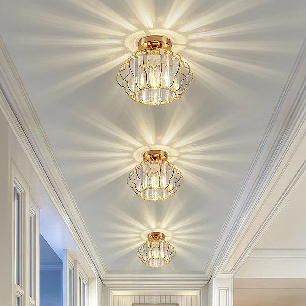Modern Luxurious Gold Crystal Hallway Ceiling Light