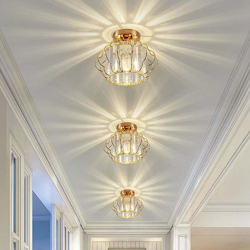 Modern Luxurious Gold Crystal Hallway Ceiling Light