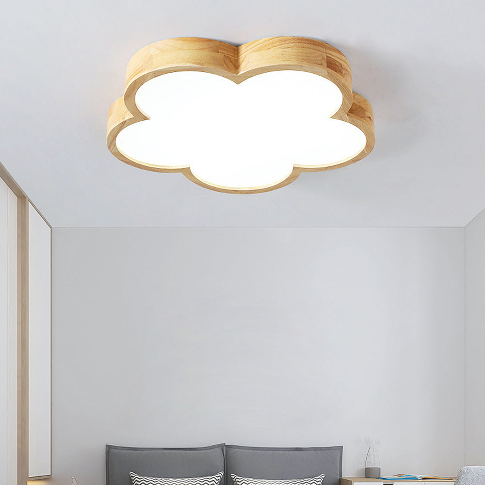 Homdiy Ceiling Lamp Simple Flowers Wood LED Ceiling Light For Bedroom