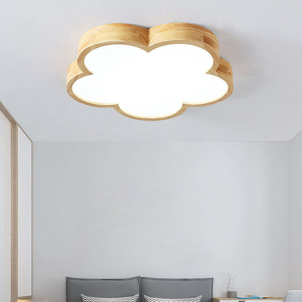 Homdiy Ceiling Lamp Simple Flowers Wood LED Ceiling Light For Bedroom