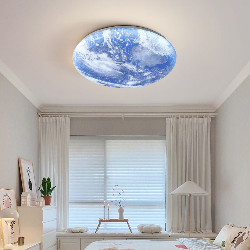 Simple Minimalist Moon Round LED Ceiling Light For Bedroom