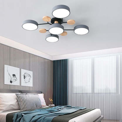 Contemporary Multi-Head Round Iron LED Semi-Flush Chandelier